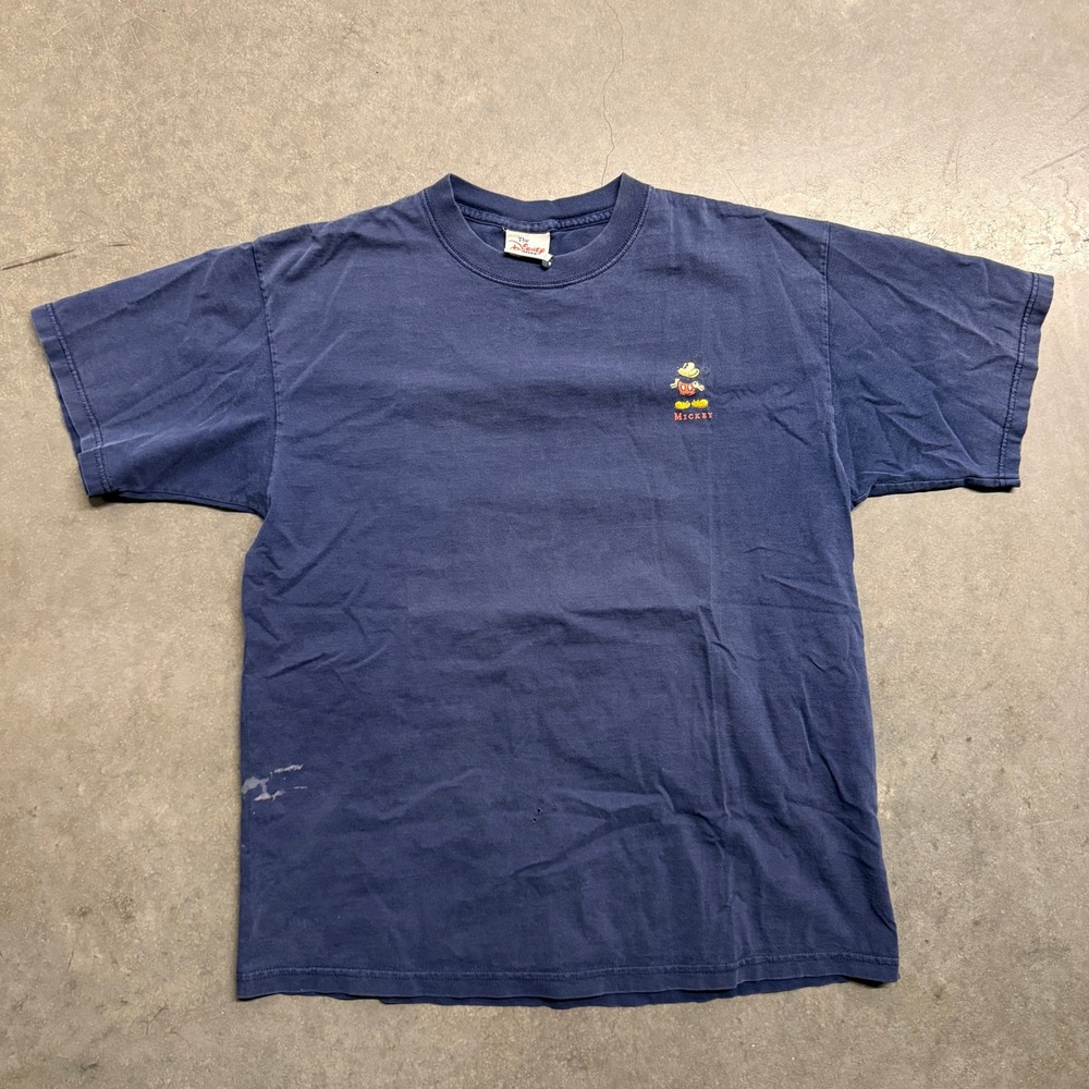 Vintage Disney Store Mickey Mouse Navy Graphic T-Shirt 90s Walt Disney Studios